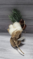 Веточка (19см), Ель с желудями и хлопком в мешочке, 1 шт.
