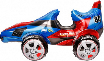 Шар (24''/61см) Ходячая Фигура, Гоночная машина, Синий, в упаковке, 1 шт.  Шар (24''/61см) Ходячая Фигура, Гоночная машина, Синий, в упаковке, 1 шт.