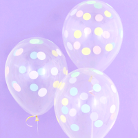 Шар (12''/30 см) Макарунс, Цветные точки, Прозрачный (390), кристалл, 5 ст, 50 шт.