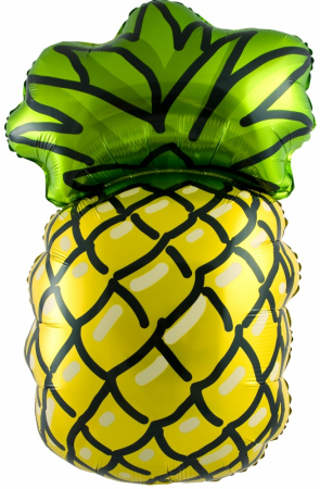 Шар (35''/89 см) Фигура, Ананас, Желтый рисованый, 1 шт.