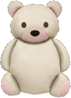 Шар (35''/89см) Фигура, Мишка, Кремовый, Сатин, 1 шт.