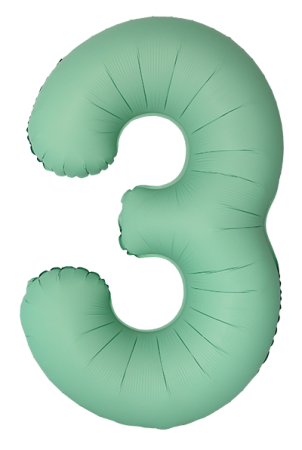 Шар (40''/102см) Цифра, 3 Slim, Мятный, Матовый, 1 шт. в уп.