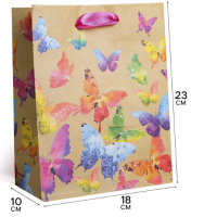 Пакет подарочный (18*23*8см), Бабочки  Акварель, 1 шт.