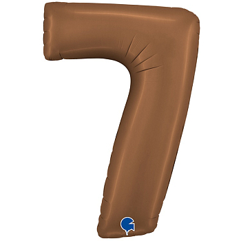 Шар (40''/102см) Цифра, "7", Шоколадный, Сатин, в упаковке, 1 шт.