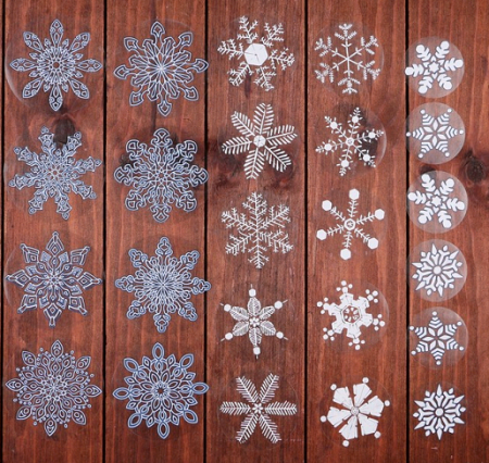 Набор наклеек на окна (37*37см), "Снежинки", серебро, 1 шт.