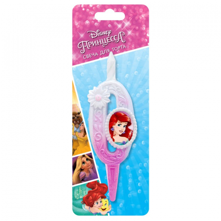 Свеча Цифра "0", Принцессы Диснея, 1 шт.