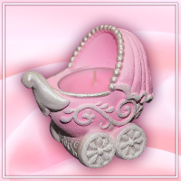 Свеча Декоративный подсвечник, Коляска, Розовый, 7 см, 1 шт.