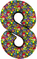 Шар (34''/86см) Цифра, 8 Бравл Старс, 1 шт. в упак.