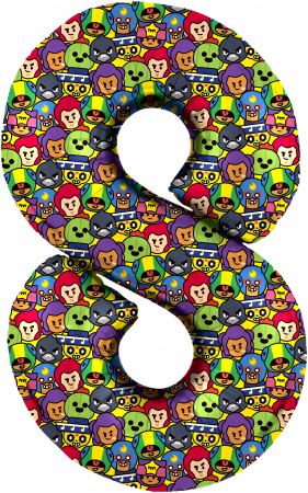 Шар (34''/86см) Цифра, 8 Бравл Старс, 1 шт. в упак.