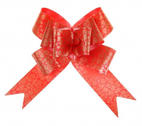 Бант-бабочка (3см), Сердца, Красный, 1 шт.