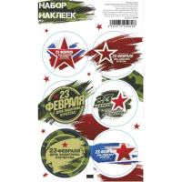 Наклейки для цветов и подарков (16*7,7см), С Днём Защитника Отечества, 1 шт.