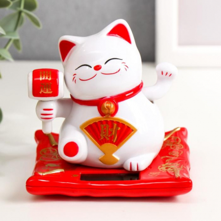 Маятник от солнечной батареи "Манэки-нэко", белый, 10х9х7,5 см, 1 шт.
