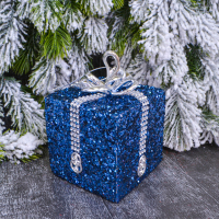 Ёлочная игрушка (8*10см), Подарок Синий, 1 шт.