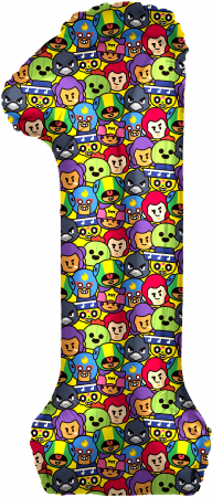 Шар (34''/86см) Цифра, 1 Бравл Старс, 1 шт. в упак.