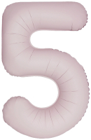 Шар (40''/102см) Цифра, "5" Slim, Пыльная роза, Сатин, 1 шт. в уп.