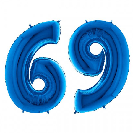 Шар (40''/102см) Цифра, "6/9", Синий, в упаковке, 1 шт.