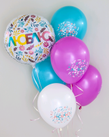 Шар (12''/30см) Люблю (цветочный декор), Ассорти, пастель, 1 ст, 50 шт.