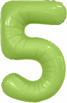 Шар (40''/102см) Цифра, 5 Slim, Фисташка, Сатин, 1 шт. в упак.