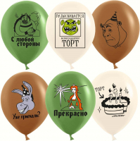 77 Шар (12''/30см) Огры и торты, Ассорти, пастель, 2 ст, 25 шт.