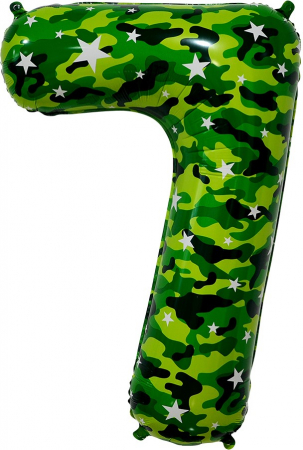 Шар (34''/86 см) Цифра, 7, Камуфляж, 1 шт. в упак.