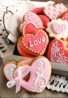 Открытка-поздравление (5,3*7,7см), Пряничные сердца, без надписи, 1 шт.