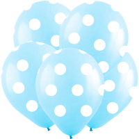 Шар (12"/30см) Горох голубой, Светло-голубой, Пастель, 5 ст., 100 шт.