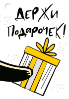 Бирка (5,5*7,9 см) "Держи подарочек!", 1 шт.