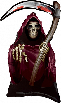 Шар (30''/76см) Фигура, Смерть с косой на Хэллоуин, 1 шт. Шар (30''/76см) Фигура, Смерть с косой на Хэллоуин, 1 шт.