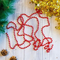 Новогодние бусы в тубусе (4,8м), Красные, 1 шт.