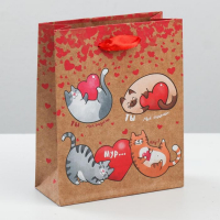 Пакет подарочный (18*23*8см), Ты мое счастье! Мур!, 1 шт.