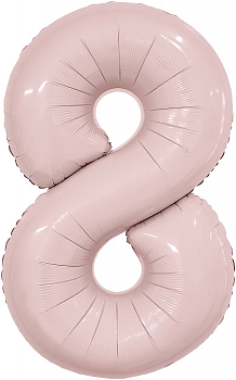 Шар (40''/102см) Цифра, 8 Slim, Пыльная роза, 1 шт. в упак.