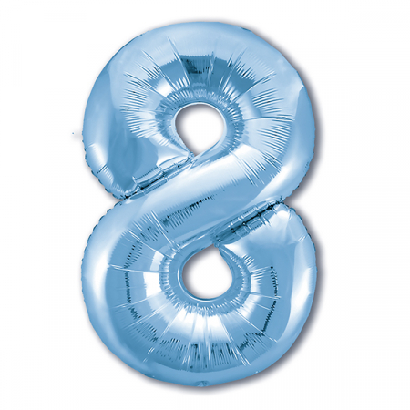 Шар (40''/102 см) Цифра, 8, Slim, Голубой 1 шт.
