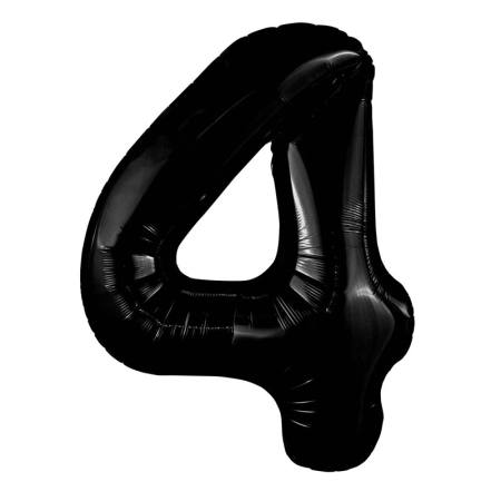 Шар (40''/102см) Цифра, 4 Slim, Черный, 1 шт. в упак.
