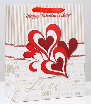 Пакет подарочный (26*32*12см), Парящие сердца, 1 шт. 