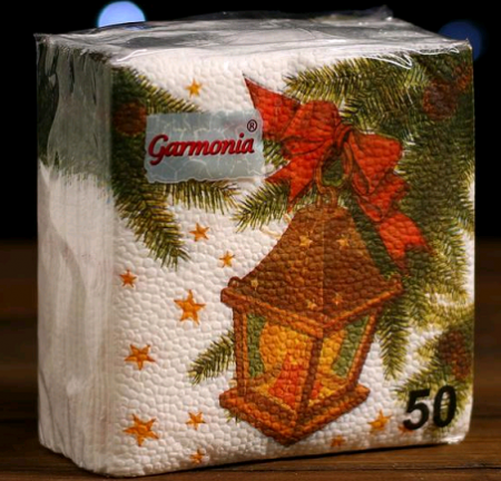 Салфетки бумажные (24*24см), "Фонарик", 50 л, 1 шт.