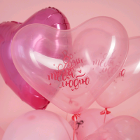 Сердце (12"/30см) Я тебя люблю, Розовый кристал-пастель, 50 шт.