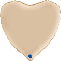 Шар (18''/46см) Сердце, Кремовый, Сатин, 1 шт.