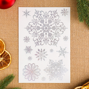 Наклейки "Ёлочные украшения" голография, хвоя, снежинки, 16,7*24,6 см, 1 шт.