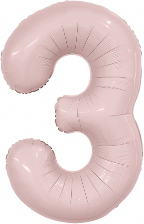 Шар (40''/102см) Цифра, 3 Slim, Пыльная роза, 1 шт. в упак.