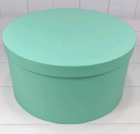 Коробка круглая (19*10,8см), Мятная, из дизайнерской бумаги, 1 шт.