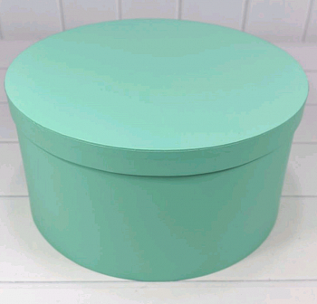 Коробка круглая (19*10,8см), Мятная, из дизайнерской бумаги, 1 шт.