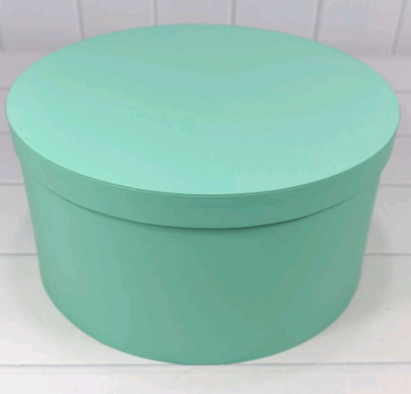Коробка круглая (19*10,8см), Мятная, из дизайнерской бумаги, 1 шт.