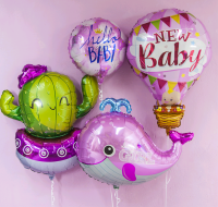 Шар (18''/46 см) Круг, Привет, Малышка! (корона для принцессы), Розовый, 1 шт.