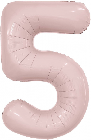 Шар (40''/102см) Цифра, 5 Slim, Пыльная роза, 1 шт. в упак.