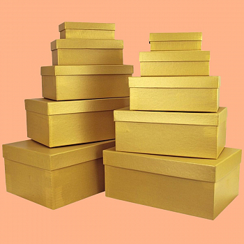 Коробка прямоугольная (28×18,5×11,5см), Золотой, 1 шт.