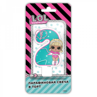 Свеча тортовая цифра "2", Кукла LOL, 1 шт. 