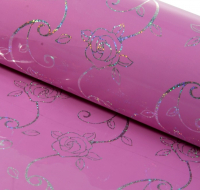 Пленка (70*100см), Розочки на малиновом, голография, 1 шт.