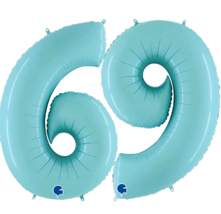 Шар (40"/102см) Цифра, "6/9", Голубой, в упаковке, 1 шт.