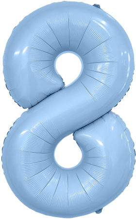 Шар (40''/102см) Цифра, 8 Slim, Небесный, 1 шт. в уп.