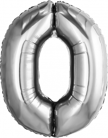 Шар (32''/81см) Цифра, 0, Серебро, 1 шт. в упак.
